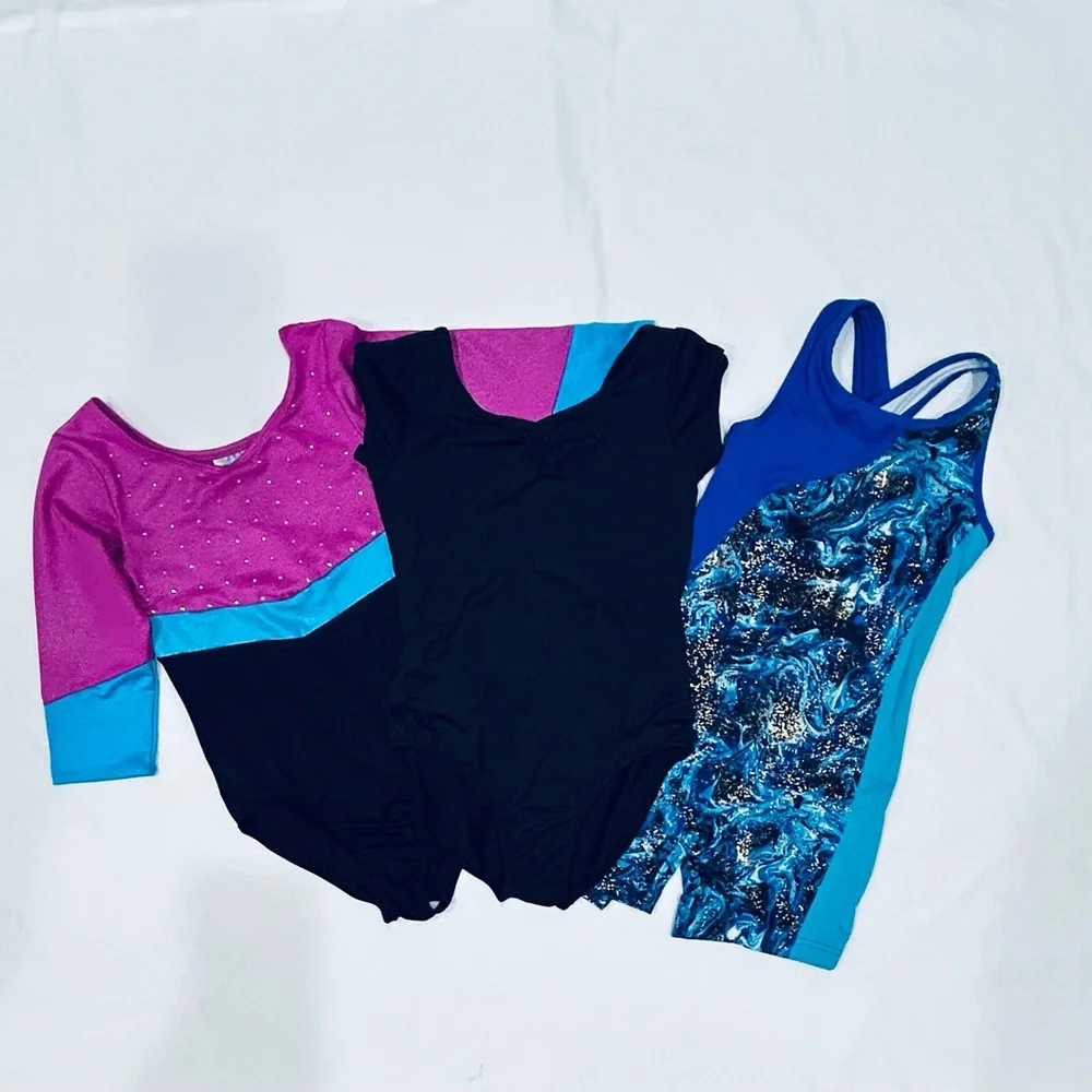 Danskin Now Kids Bodysuit Set - Pink, Black, and Blue